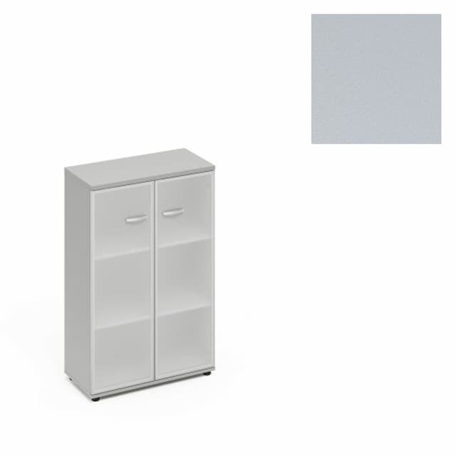 Шкаф средний со стеклом в алюминиевой рамке Юнитекс А4 (78x36.4x119.4), А4 9367 СЕ серый