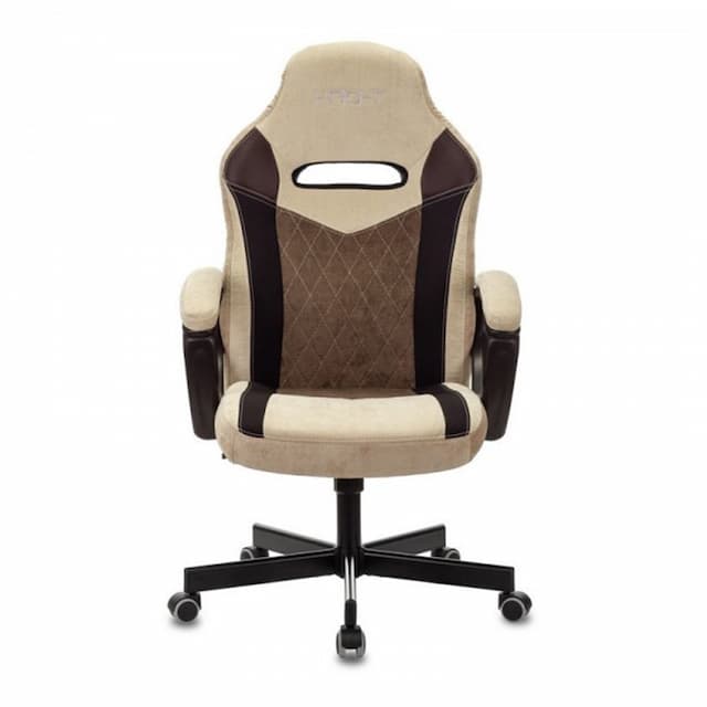 Кресло игровое Zombie VIKING 6 KNIGHT Fabric коричневый/бежевый с подголов. крестов. металл