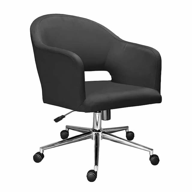 Кресло для персонала Мирэй Комфорт хром паук (черный) пиастра, топ-ган, Velutto экокожа Oregon