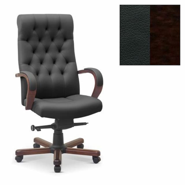 Кресло руководителя Юнитекс Status eco экокожа премиум черная CN1114/дерево-венге